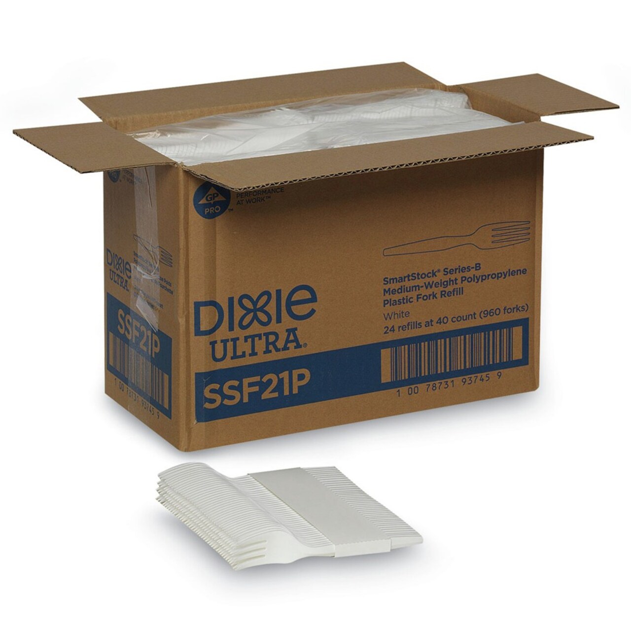 Dixie SmartStock Series-B 5.8 in. Mediumweight Plastic Cutlery Forks Refill - White (40/Pack, 24 Packs/Carton)